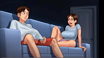 Анально-вагинальная оргия с брюнеткой с упругими дойками на диване